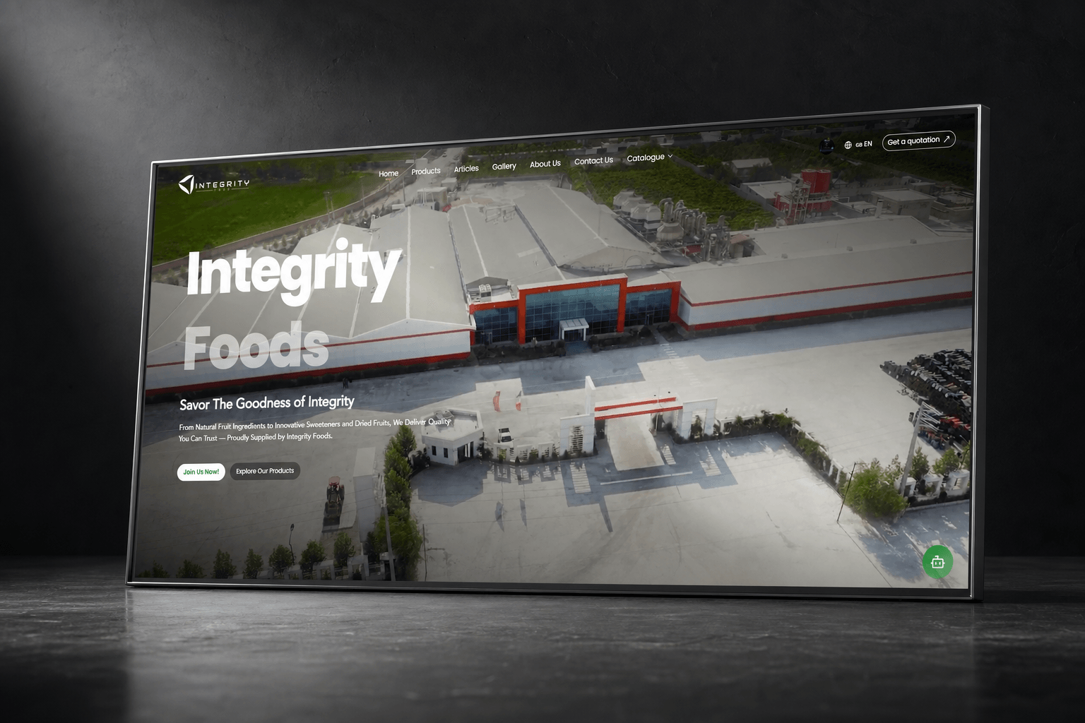 Integrity Foods website landing page